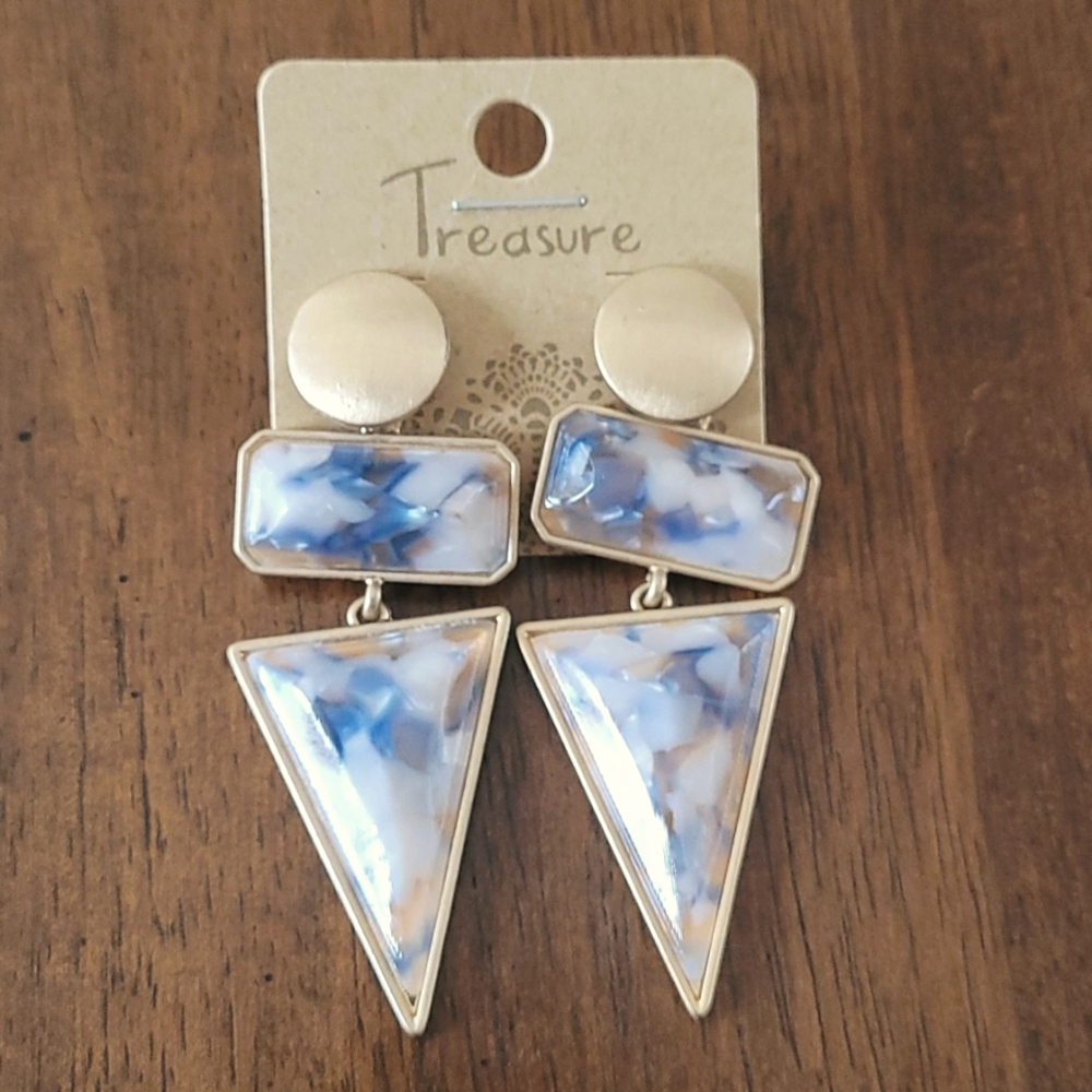 Blue & Gold Geometric Earrings